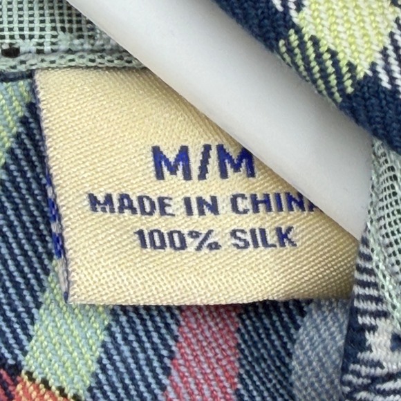 Tommy Bahama Mens M Silk Plaid Short Sleeve Button Up Shirt Original Fit Blue - Picture 4 of 11